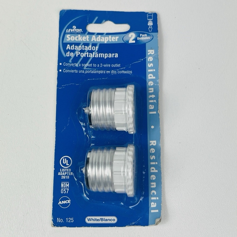 2 Leviton C22-0125-000 15A 125V 660W White Aluminum Medium Base Socket Adapters